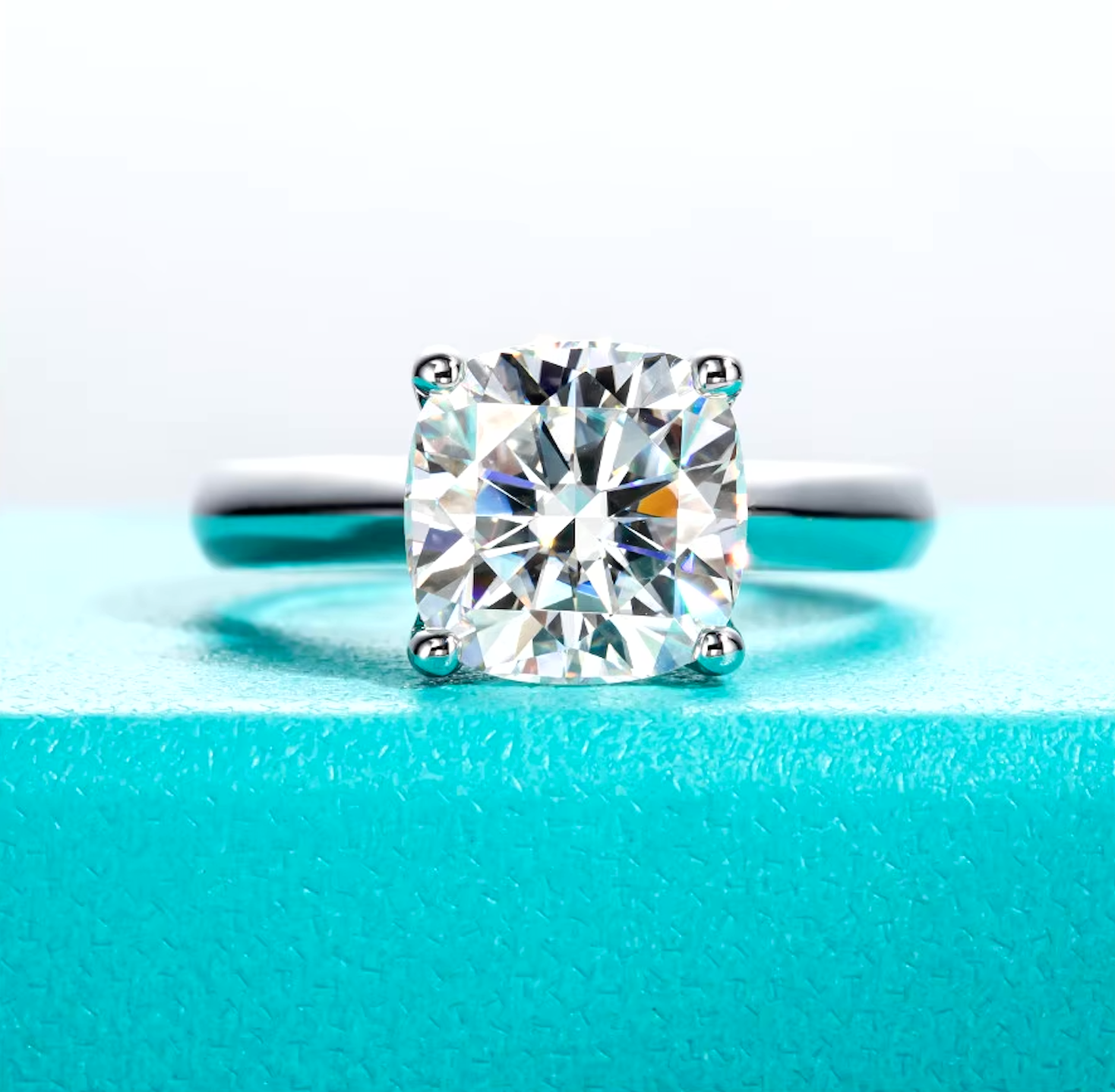 Cushion Cut Moissanite Ring