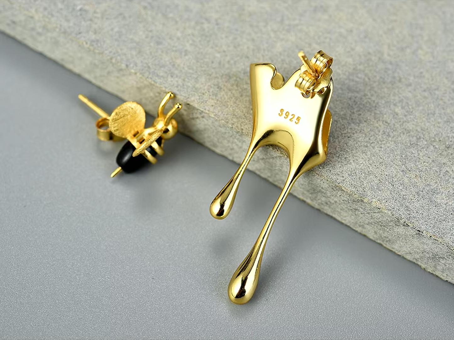 Bee & Dripping Honey Asymmetrical Earrings