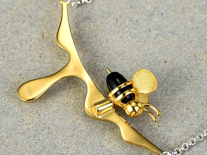 Bee & Dripping Honey Pendant Necklace