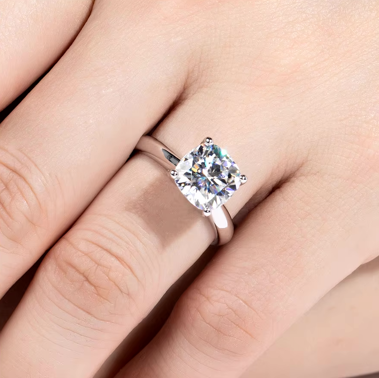 Cushion Cut Moissanite Ring