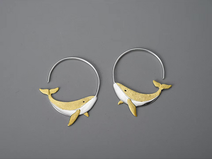 Whale Hoop Earrings