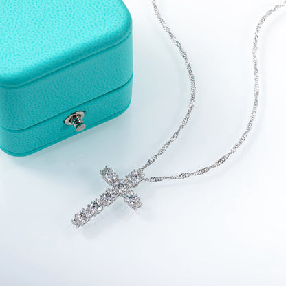 Moissanite Cross Pendant Necklace