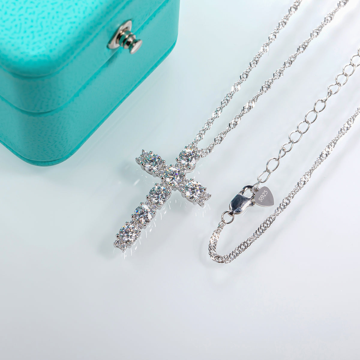 Moissanite Cross Pendant Necklace