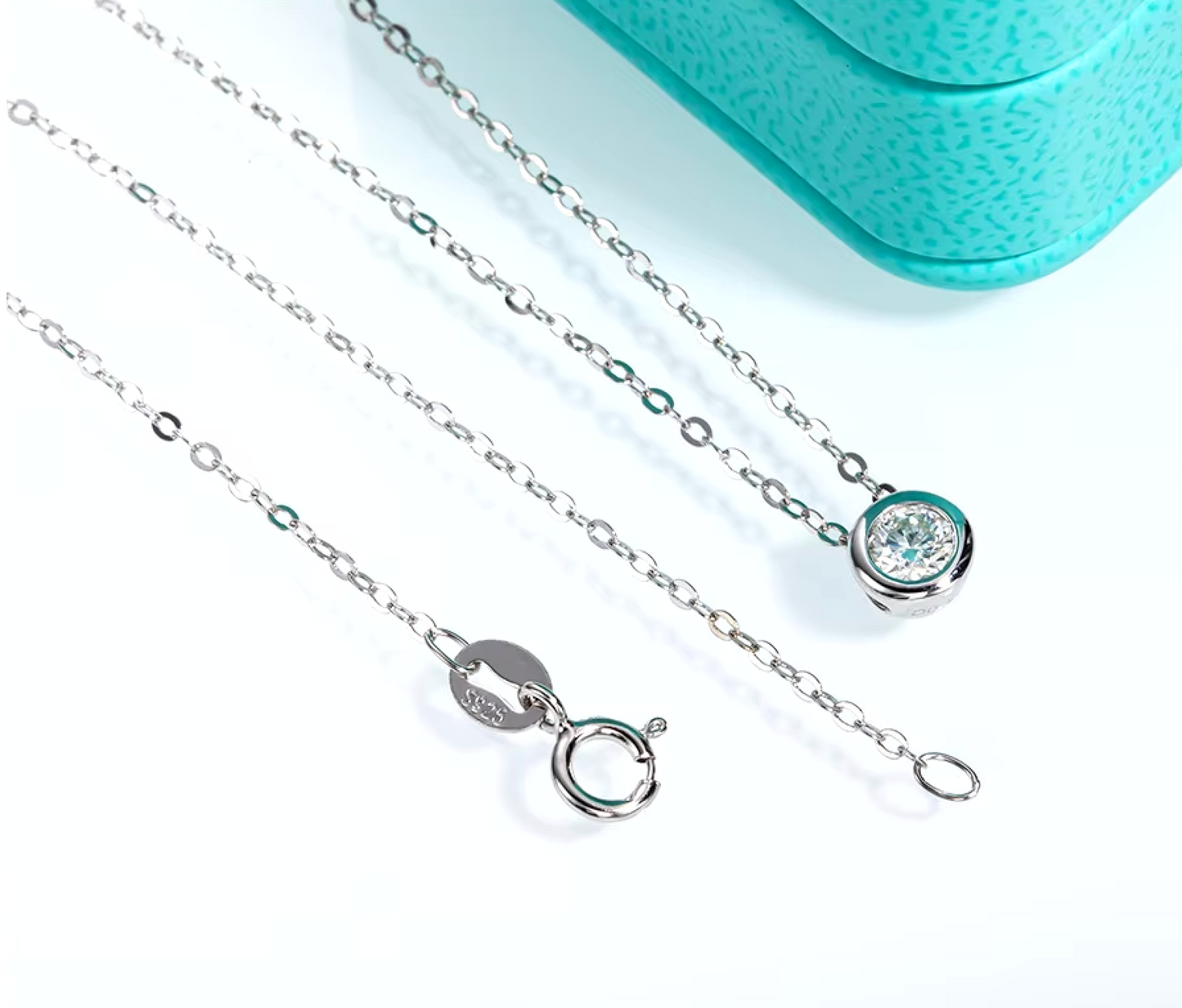 Moissanite Pendant Necklace Round Cut