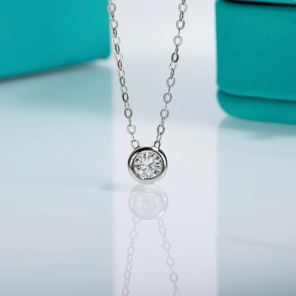 Moissanite Pendant Necklace Round Cut