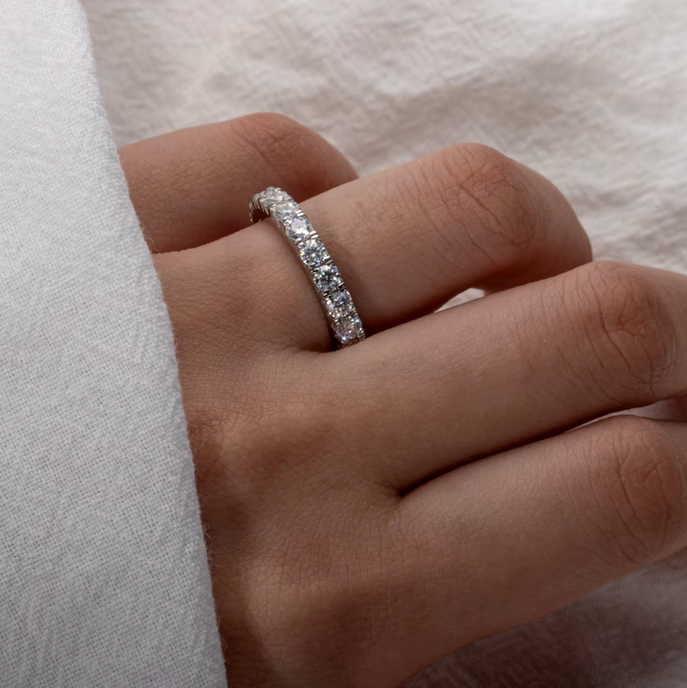 Moissanite Wedding Band 