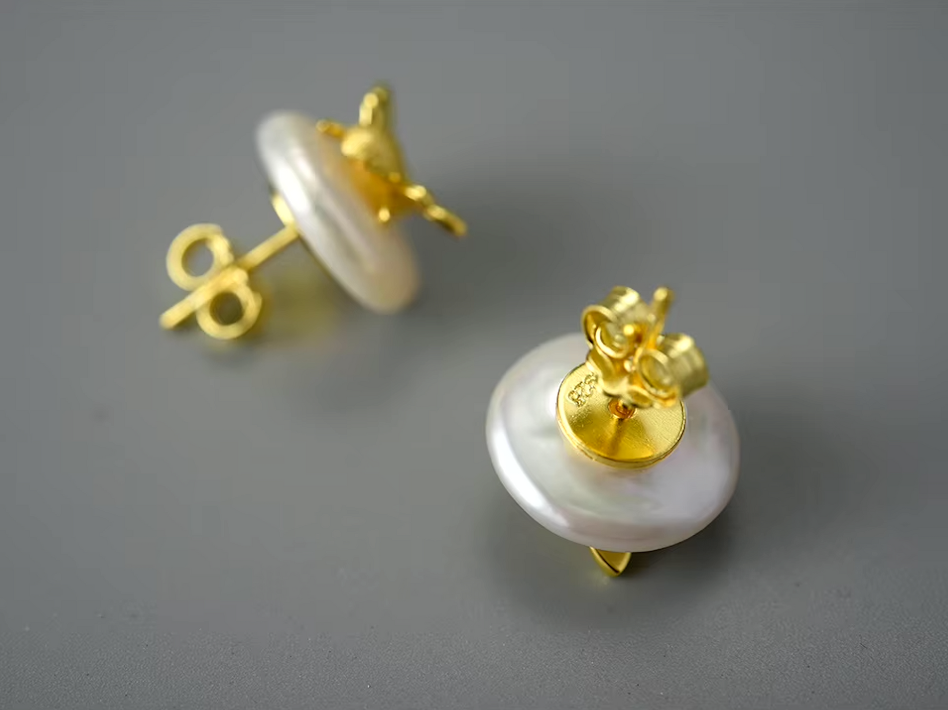 Natural Pearl Bee Stud Earrings