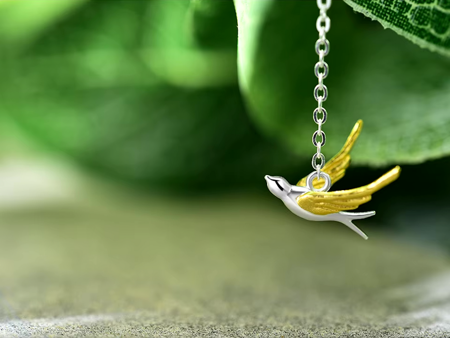 Swallow Willow Asymmetrical Pendant Necklace