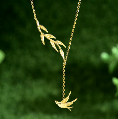 Swallow Willow Asymmetrical Pendant Necklace