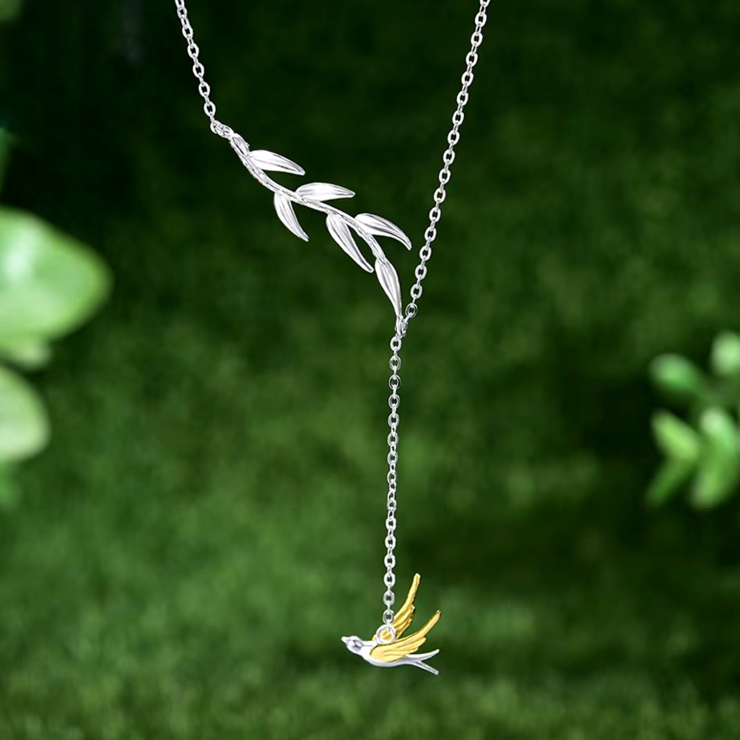 Swallow Willow Asymmetrical Pendant Necklace