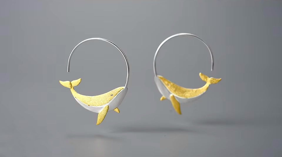 Whale Hoop Earrings