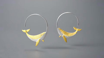 Whale Hoop Earrings