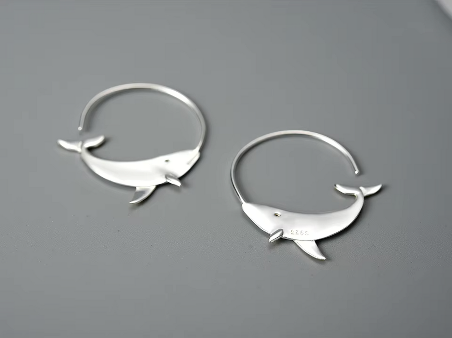 Whale Hoop Earrings