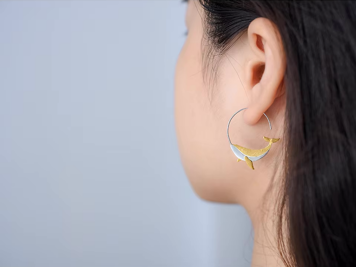 Whale Hoop Earrings