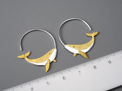 Whale Hoop Earrings